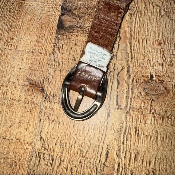 American eagle AE leather brown leather double braid belt size M - Picture 4 of 9